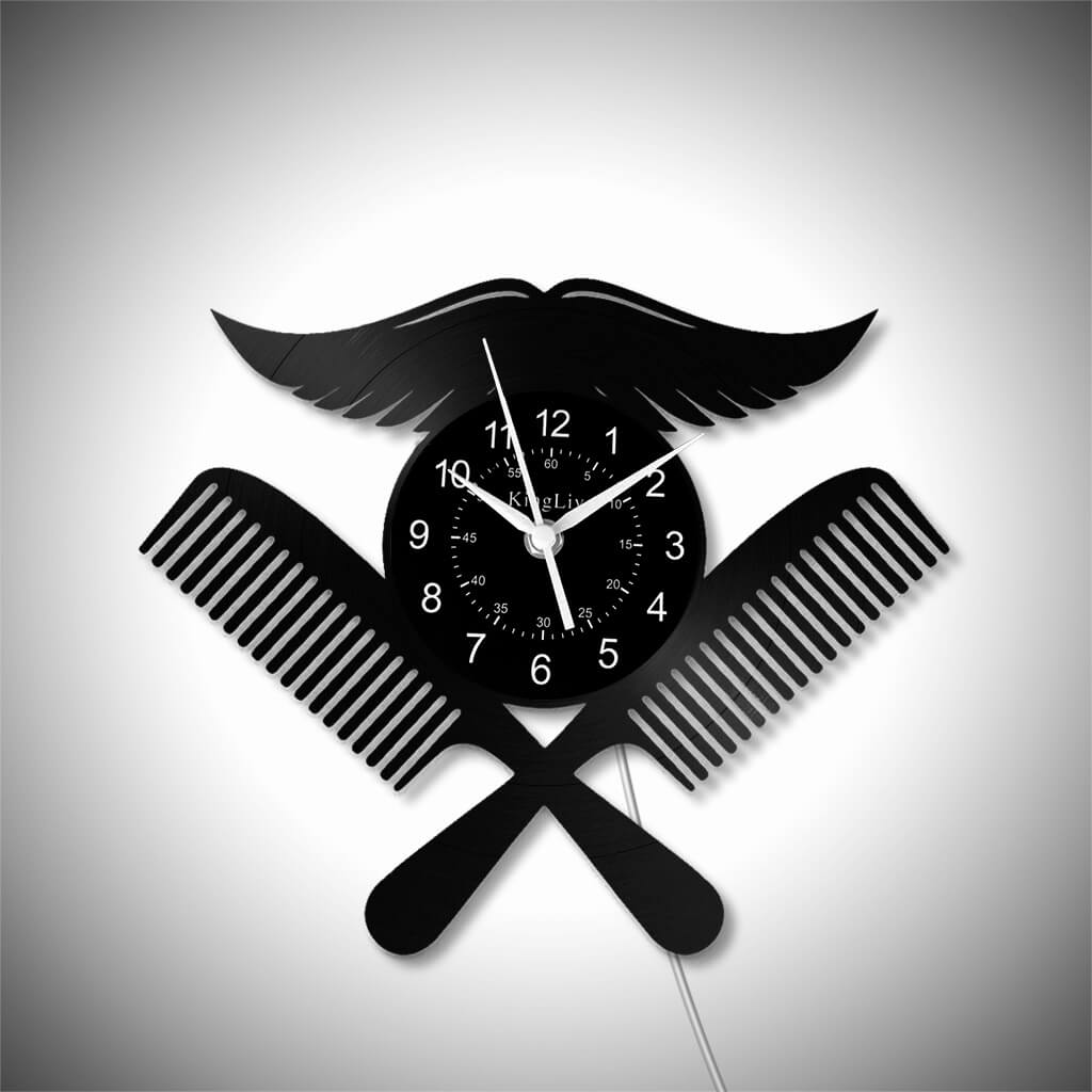 LED Vinyl Wall Clock | Barbershop | 12'' | 0227WPB