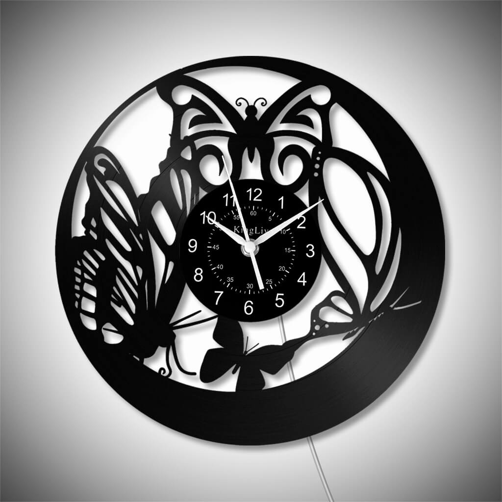 LED Vinyl Wall Clock | Butterfly | 12'' | 0249WPB