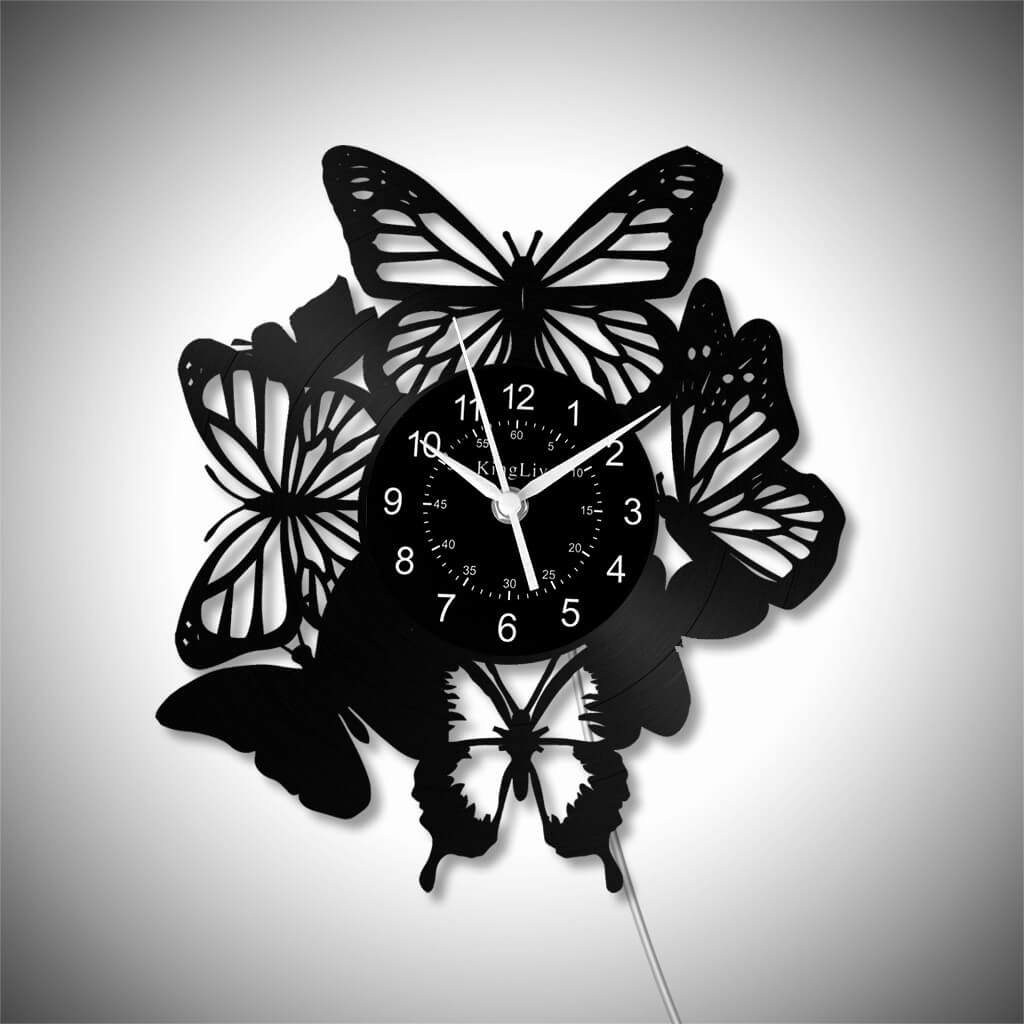 LED Vinyl Wall Clock | Butterfly | 12'' | 0246WPB