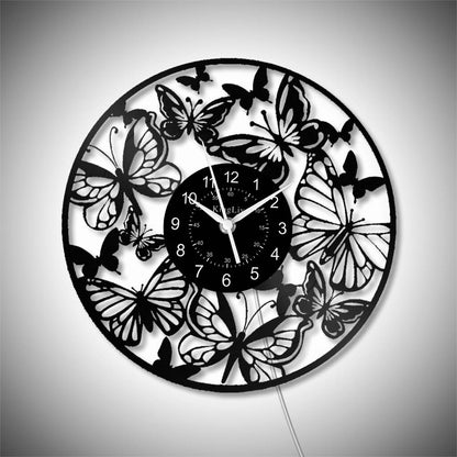 LED Vinyl Wall Clock | Butterfly | 12'' | 0176WPB