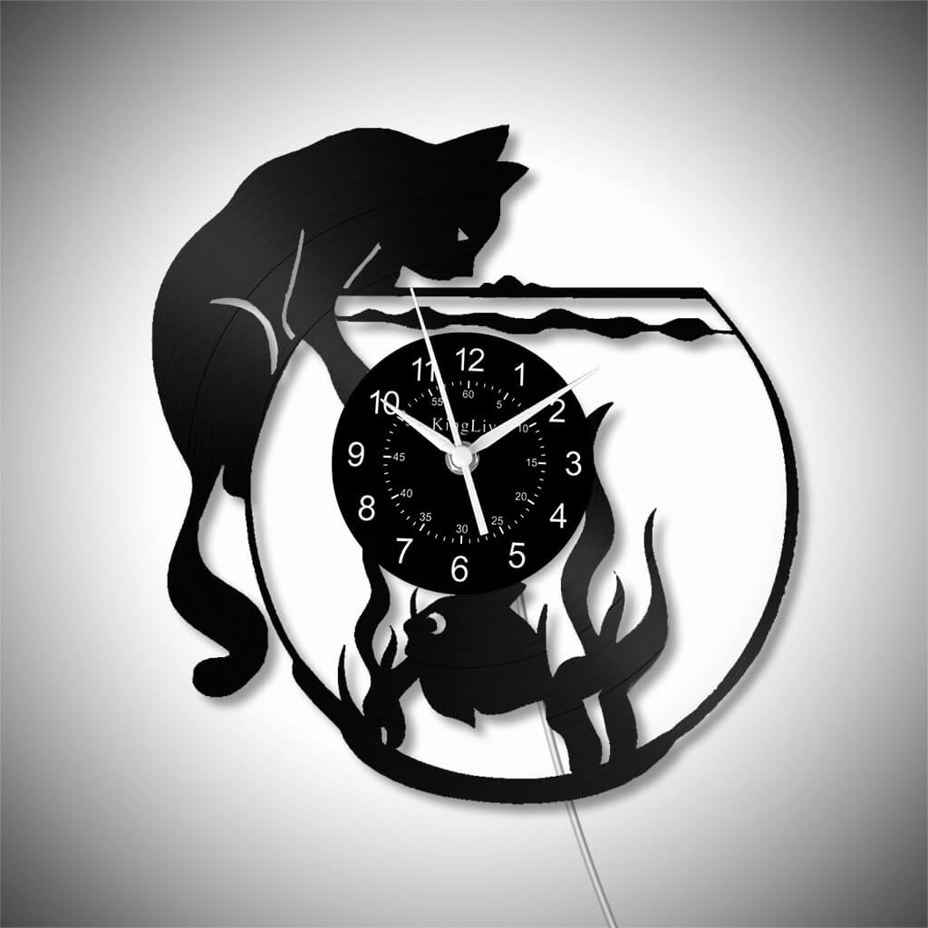 LED Vinyl Wall Clock | Cat Fish | 0113WPB