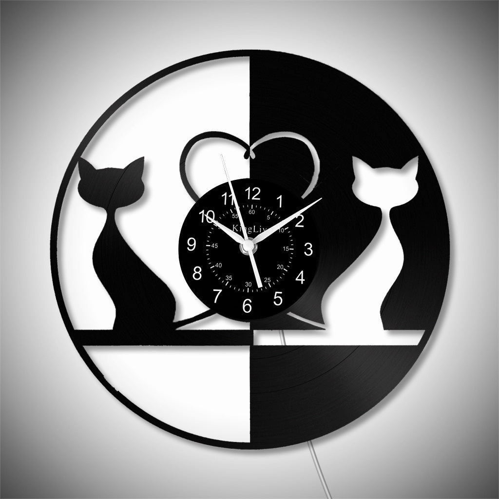 LED Vinyl Wall Clock | Cat | 12'' | 0170WPB