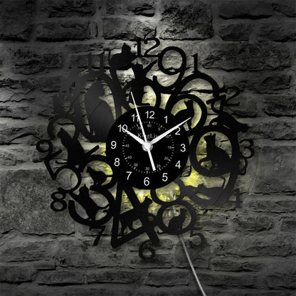 Vinyl Wall Clock | Cats | 12'' | 0281WPB