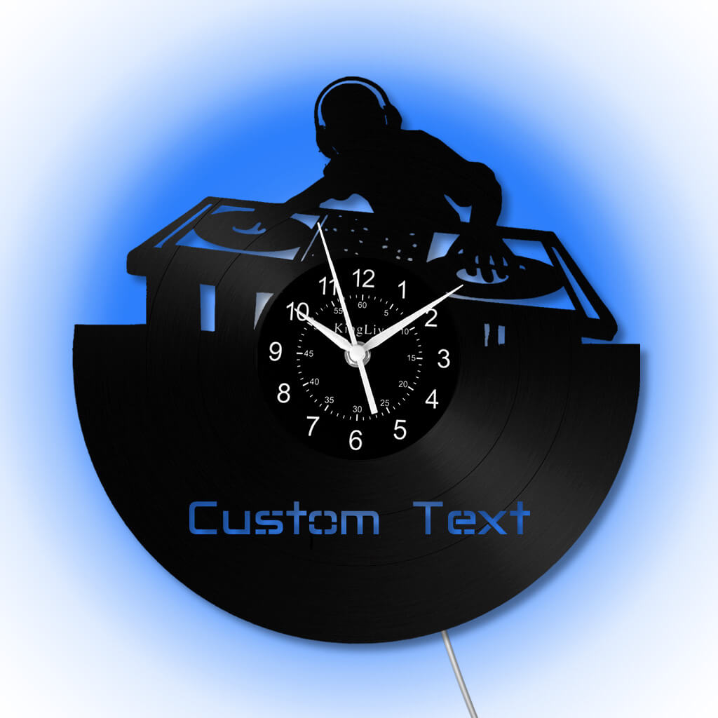 LED Vinyl Wall Clock | Custom DJ Name | 12''