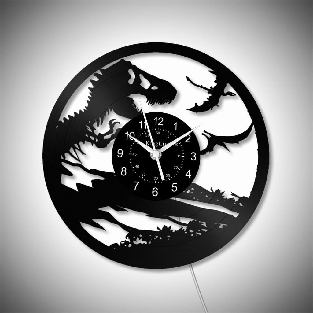 LED Vinyl Wall Clock | Dinosaur | 12'' | 0158WPB
