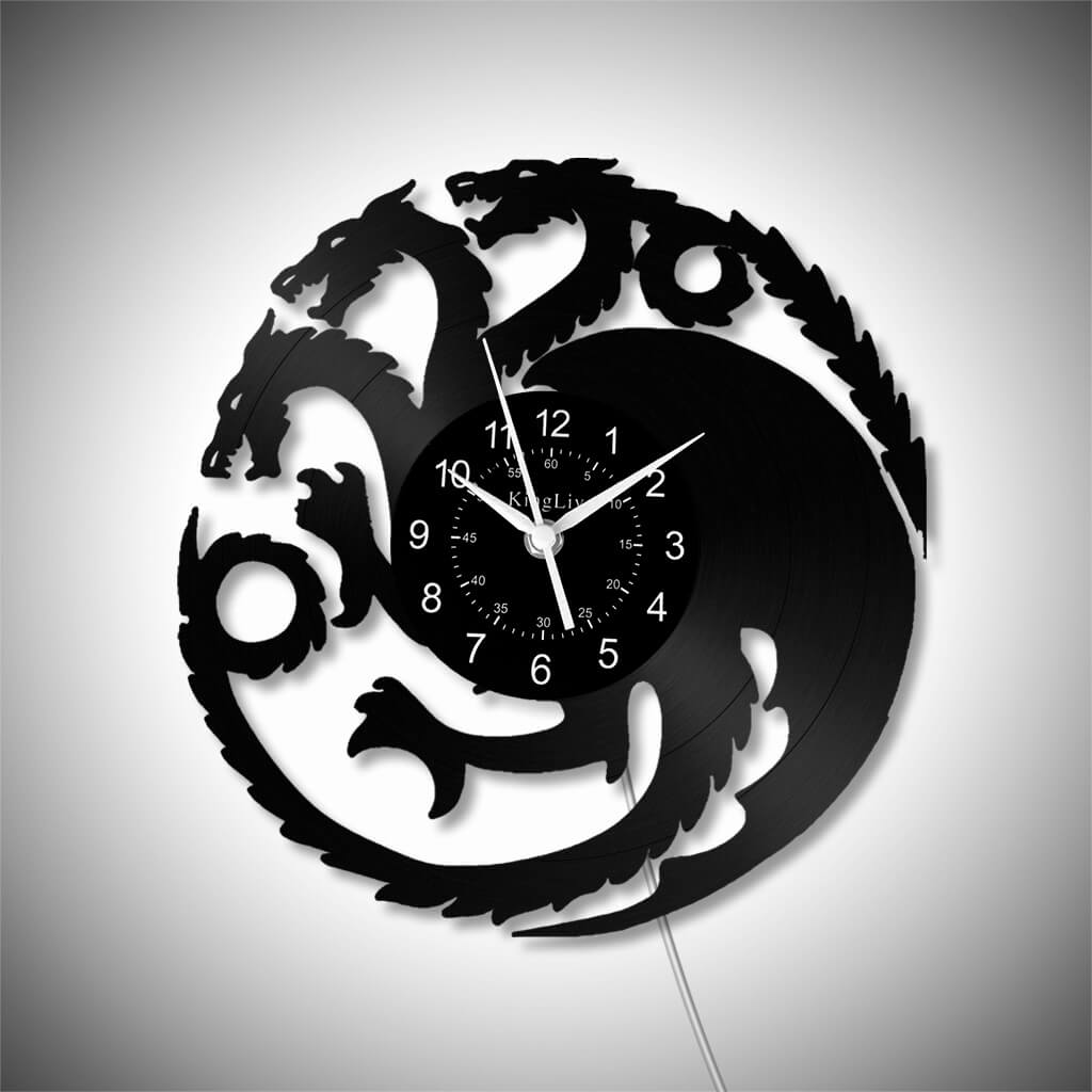 LED Vinyl Wall Clock | Dragon | 12'' | 0166WPB