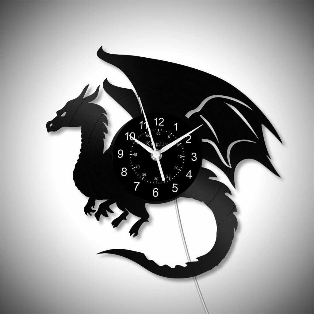 LED Vinyl Wall Clock | Dragon | 12'' | 0187WPB