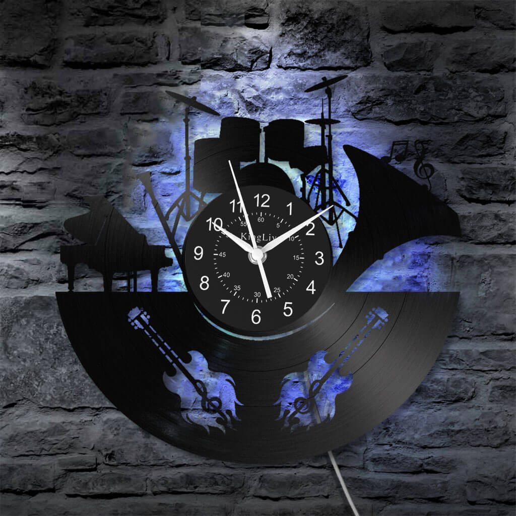 Band Music LED Vinyl Record Wall Clock 12''