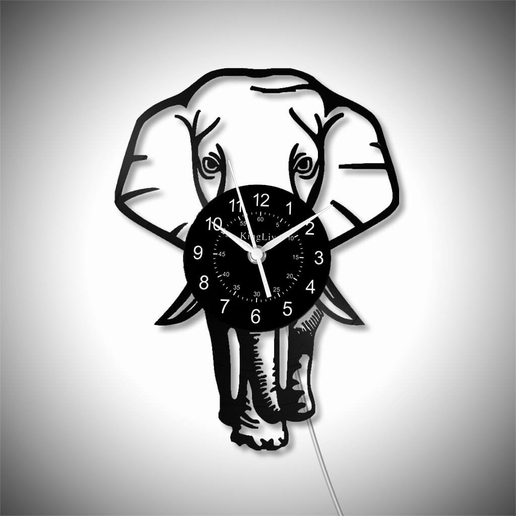 LED Vinyl Wall Clock | Elephant | 12''