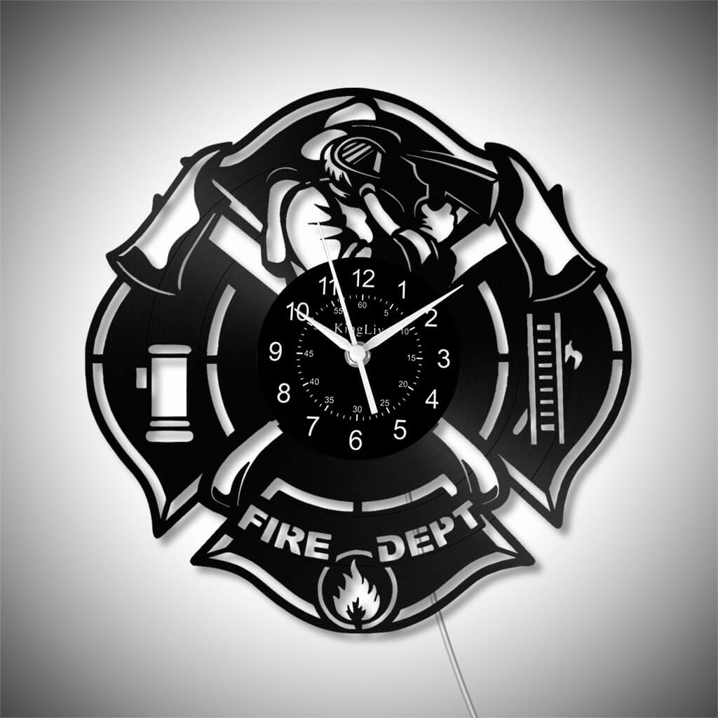 LED Vinyl Wall Clock | Fire Department | 12'' | 0302WPB