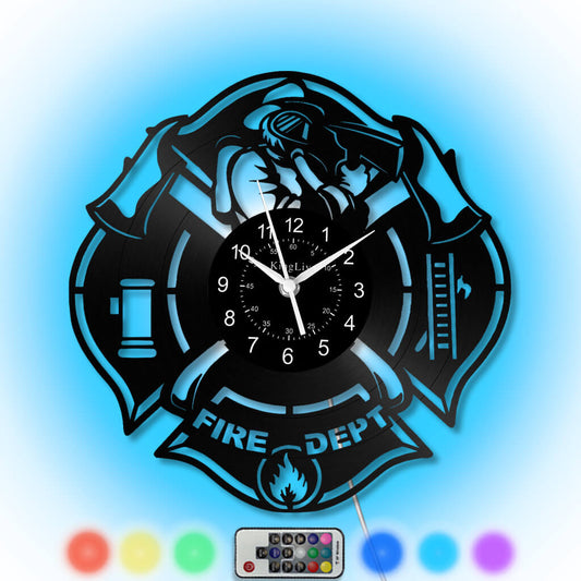 LED Vinyl Wall Clock | Fire Department | 12'' | 0302WPB