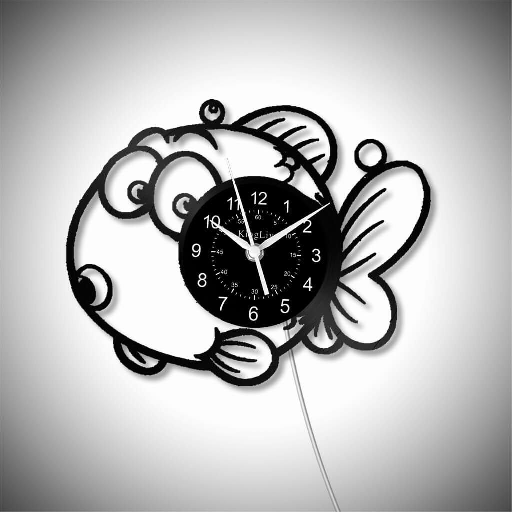 LED Vinyl Wall Clock | Fish | 12'' | 0190WPB