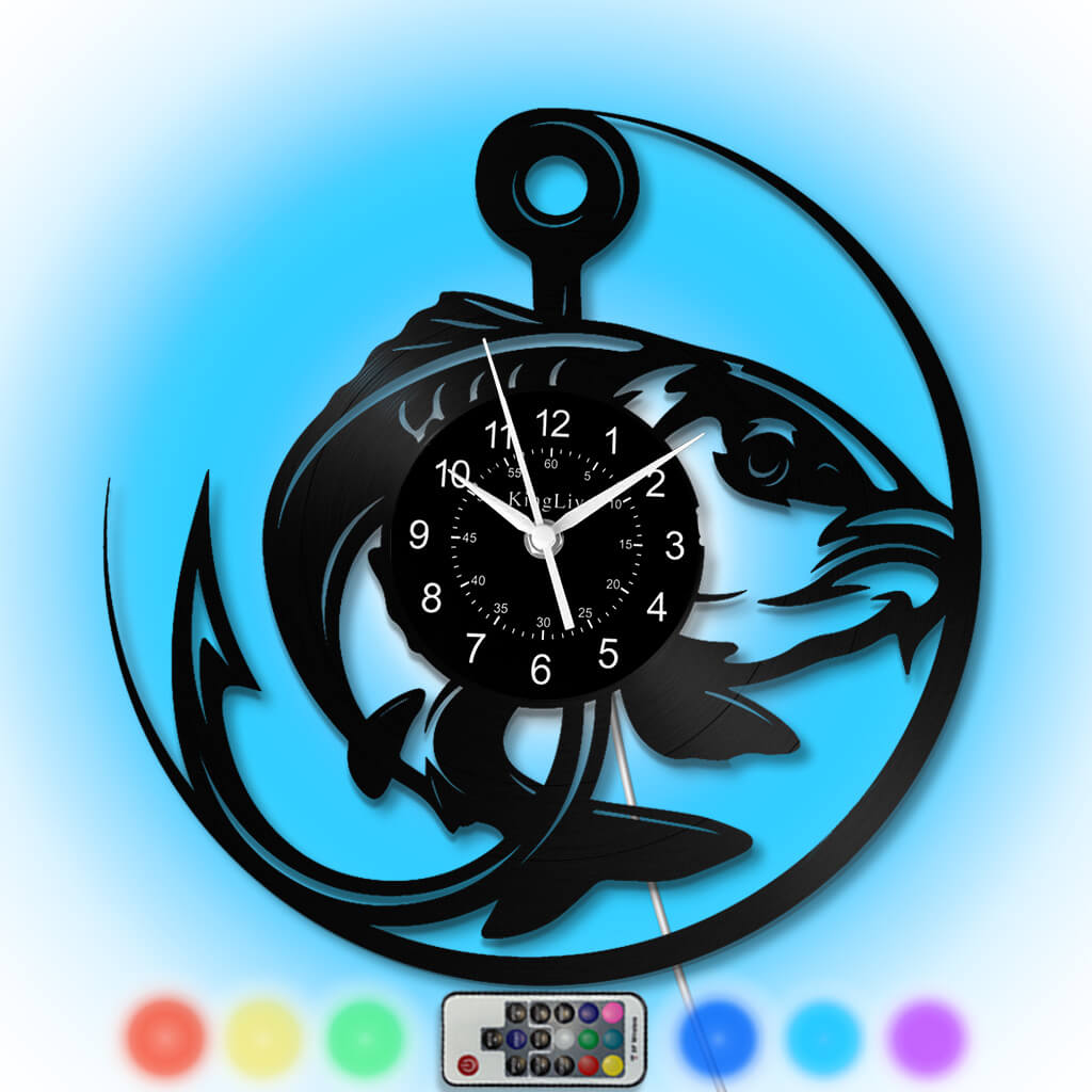 LED Vinyl Wall Clock | Fishing | 12'' | 0224WPB