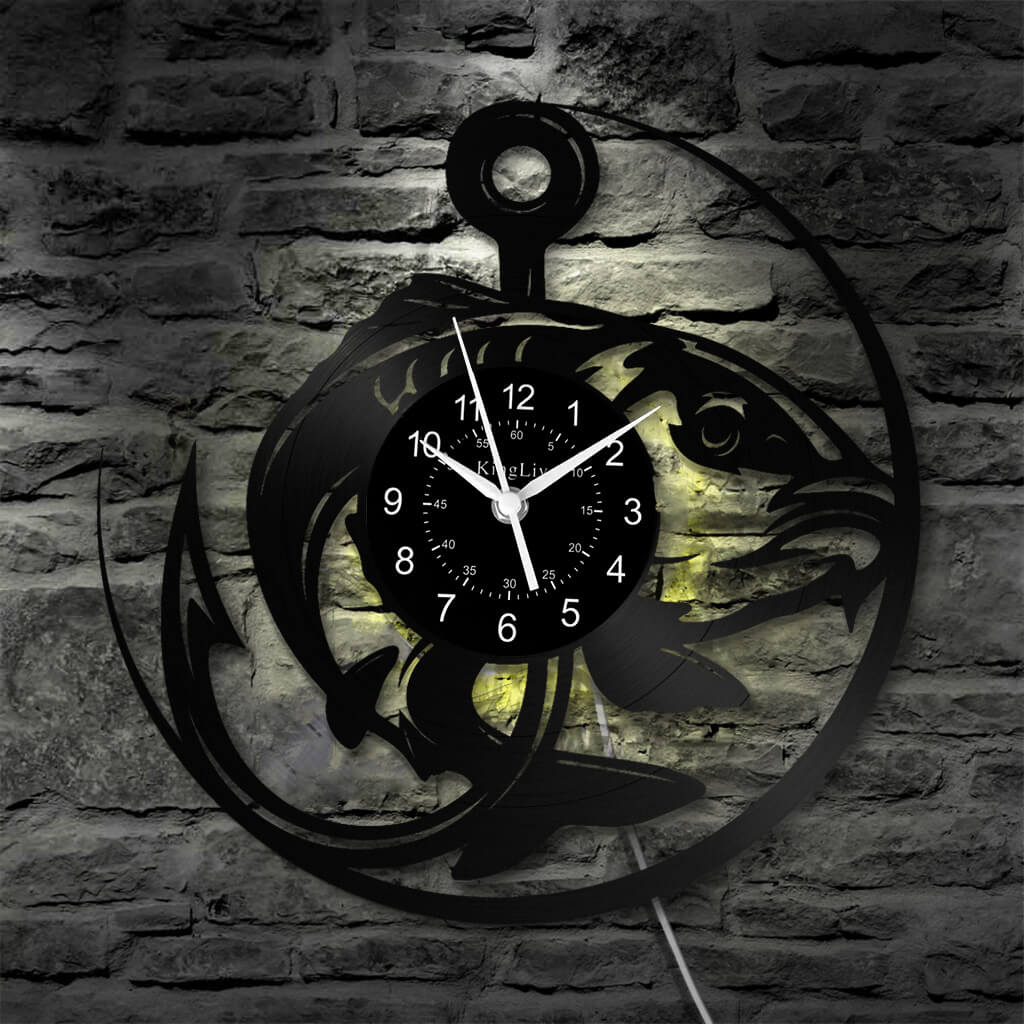 LED Vinyl Wall Clock | Fishing | 12'' | 0224WPB