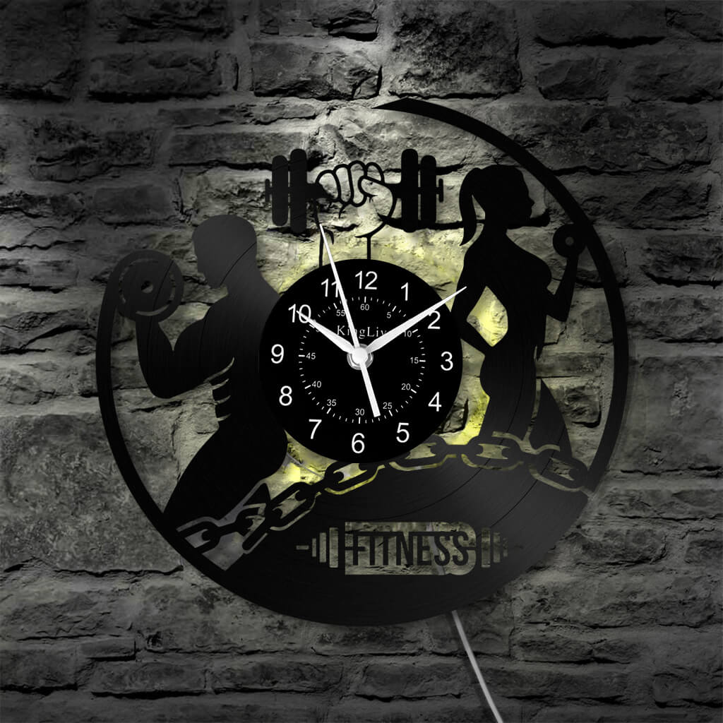 LED Vinyl Wall Clock | Fitness | 12'' | 0131WPB