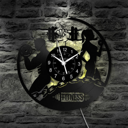 LED Vinyl Wall Clock | Fitness | 12'' | 0131WPB