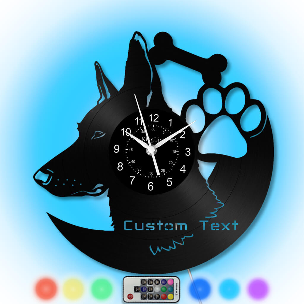 LED Vinyl Wall Clock | Custom German Shepherd Dog | 12'' | 0256WPB