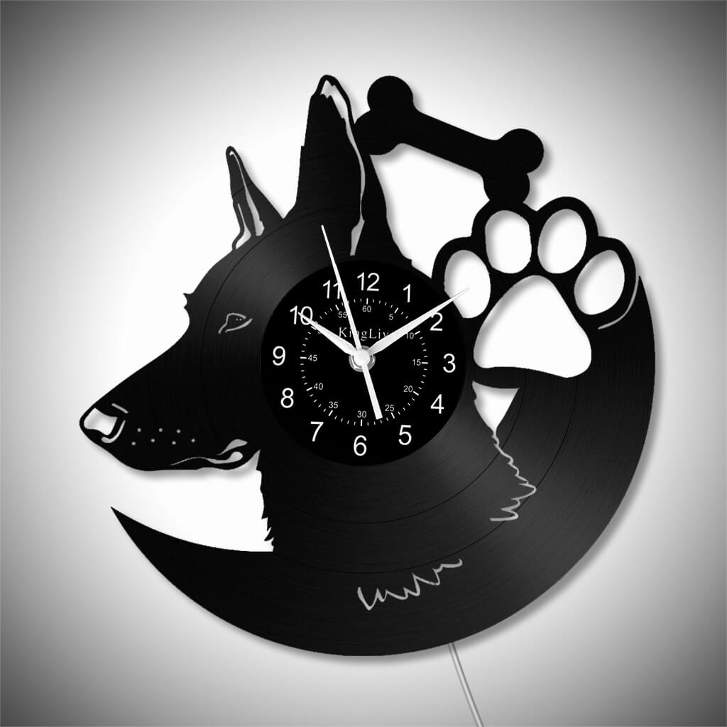 LED Vinyl Wall Clock | Custom German Shepherd Dog | 12'' | 0256WPB