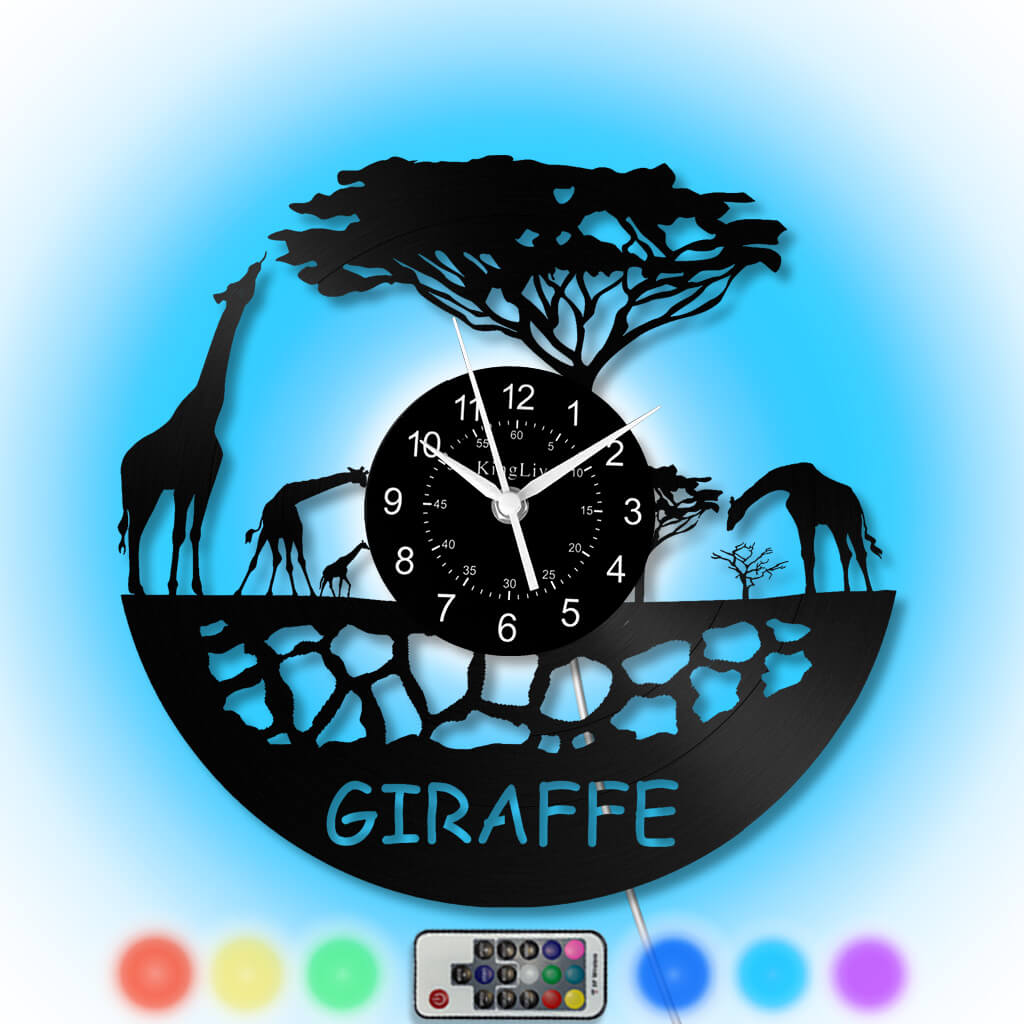 LED Vinyl Wall Clock | Giraffe | 12'' | 0307WPB