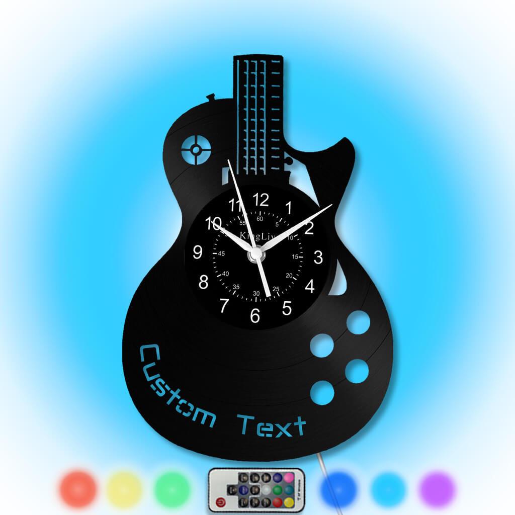 LED Vinyl Wall Clock |  Guitar Custom Name | 12''