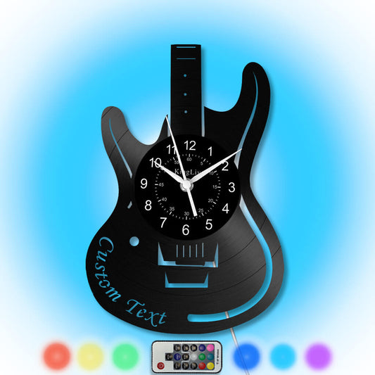 LED Vinyl Wall Clock |  Guitar Custom Name | 12''