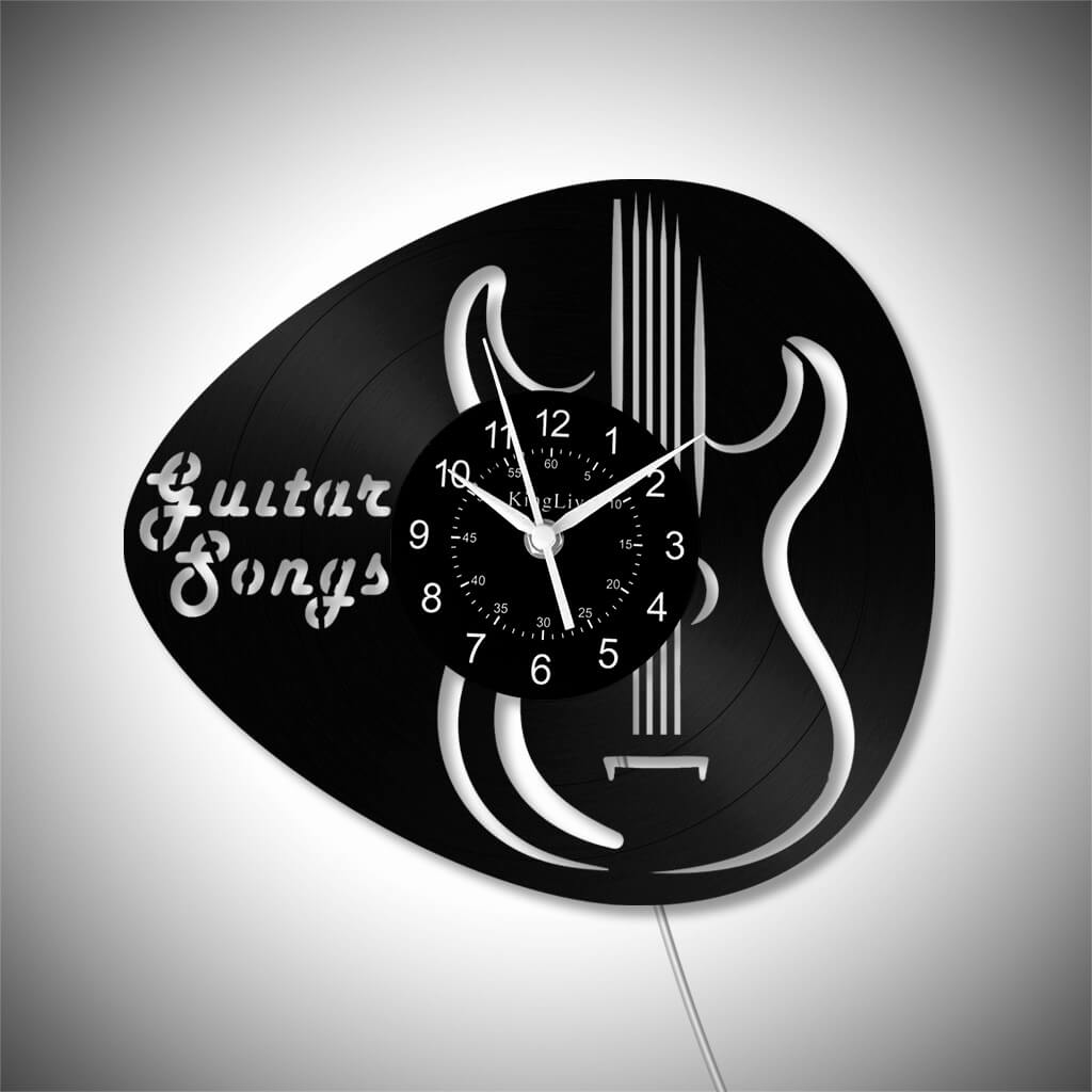 LED Vinyl Wall Clock | Guitar Music | 12''