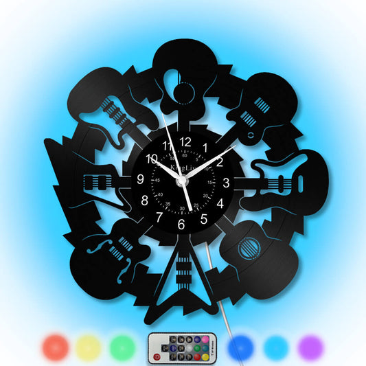 LED Vinyl Wall Clock | Guitars | 12'' | 0208WPB