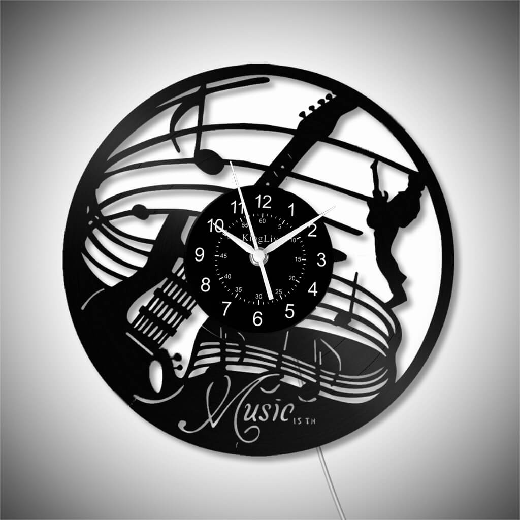 LED Vinyl Wall Clock | Guitar Music | 12''