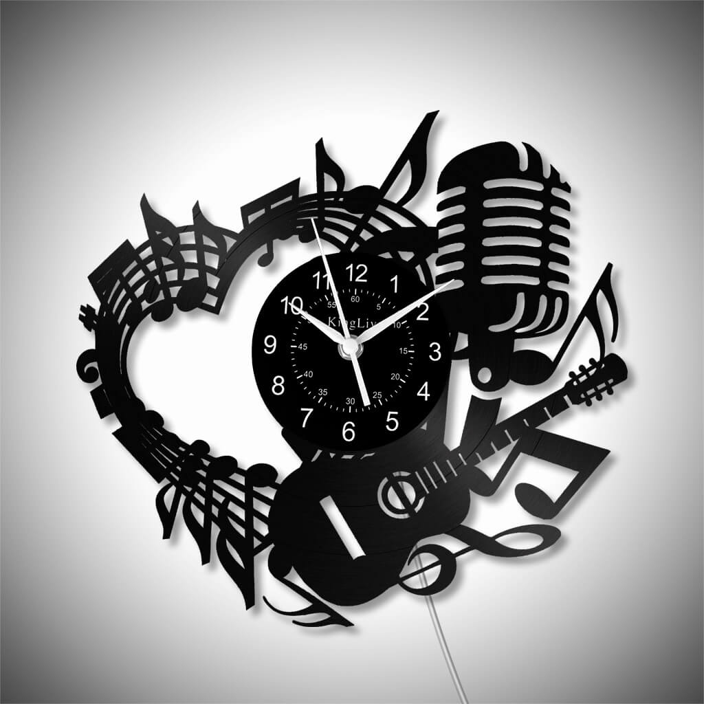 LED Vinyl Wall Clock | Guitar Music | 12'' | 0215WPB