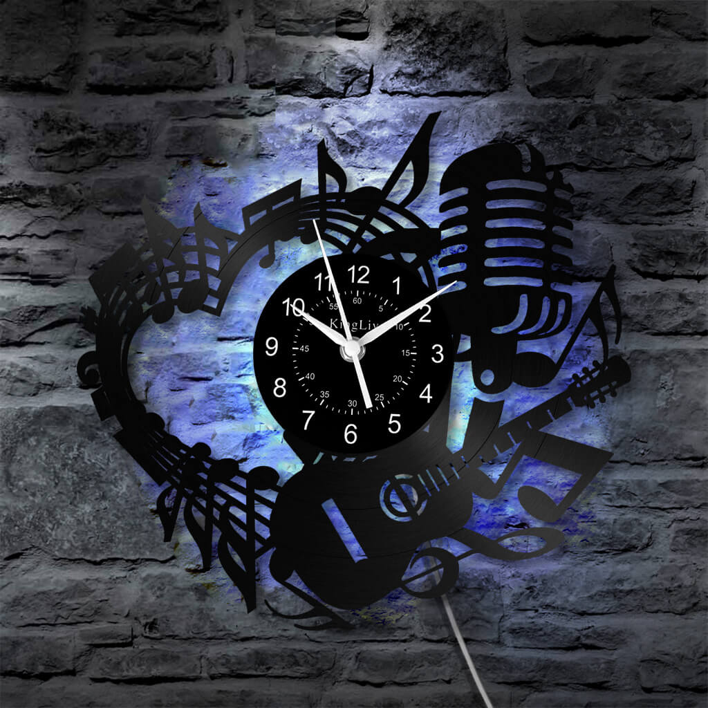 LED Vinyl Wall Clock | Guitar Music | 12''