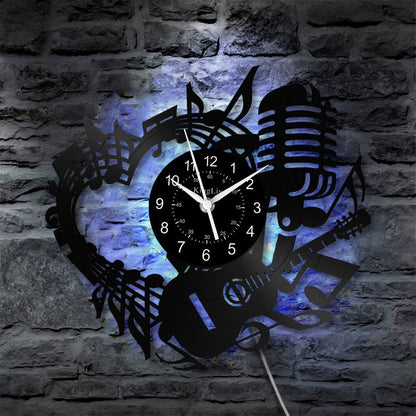 LED Vinyl Wall Clock | Guitar Music | 12''