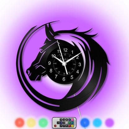 LED Vinyl Wall Clock | Horse | 0114WPBN