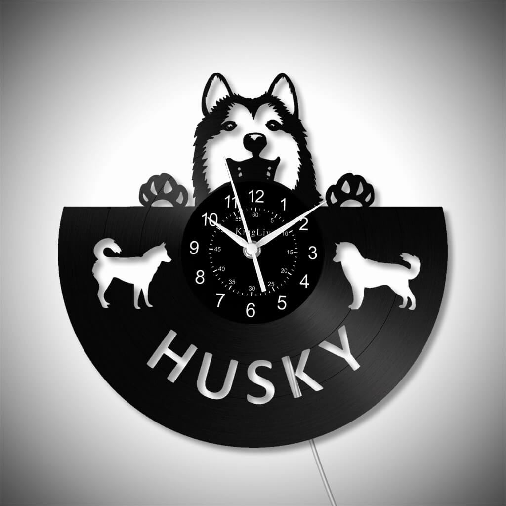 LED Vinyl Wall Clock | Husky Dog | 12'' | 0242WPB