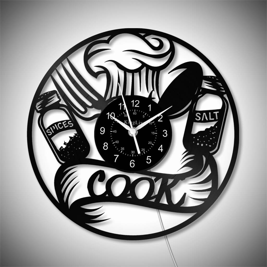 LED Vinyl Wall Clock | Cooking Kitchen | 12'' | 0219WPB