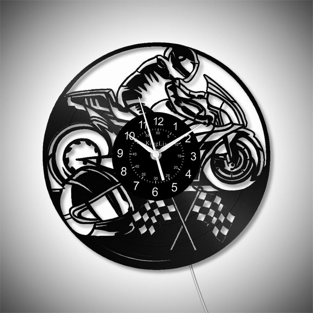 LED Vinyl Wall Clock | Motorcycle | 12'' | 0189WPB