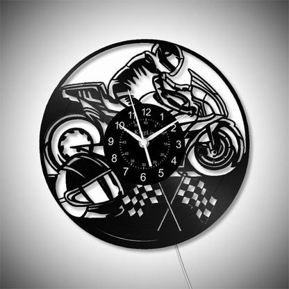 LED Vinyl Wall Clock | Motorcycle | 12'' | 0189WPB