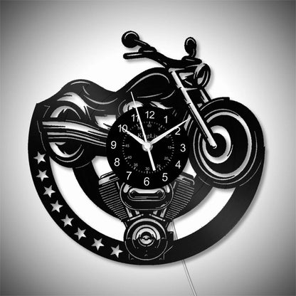 LED Vinyl Wall Clock | Motorcycle | 12'' | 0066WPB