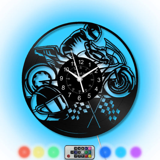 LED Vinyl Wall Clock | Motorcycle | 12'' | 0189WPB