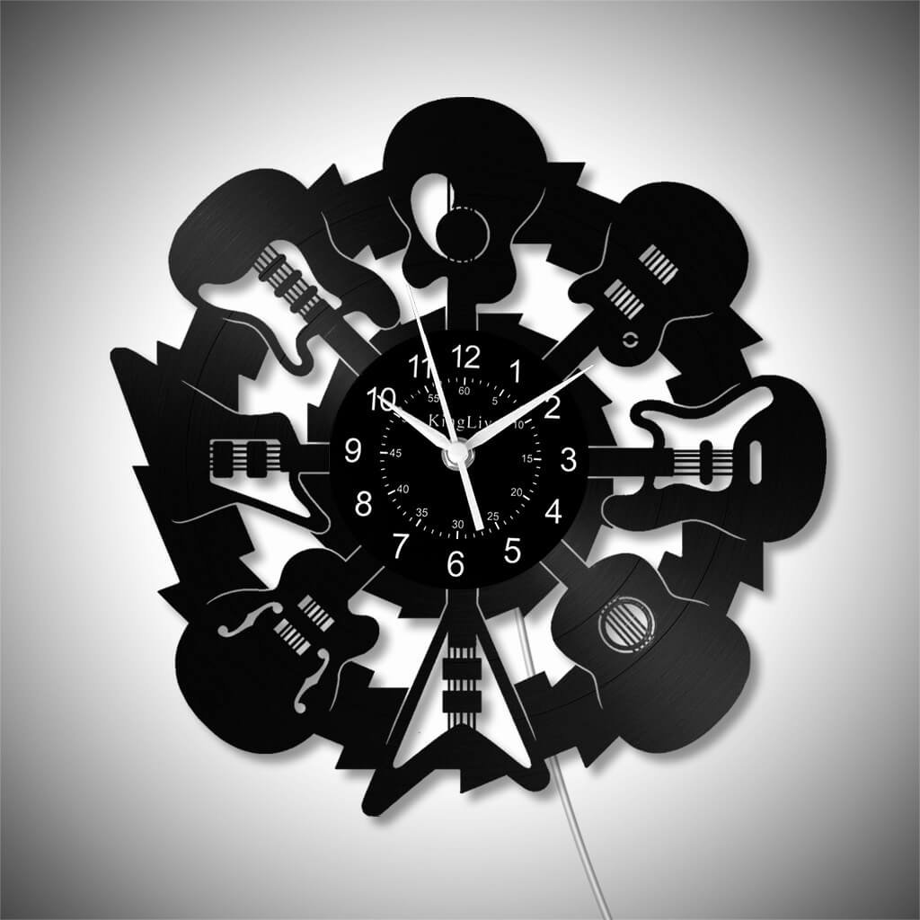 LED Vinyl Wall Clock | Guitars | 12'' | 0208WPB