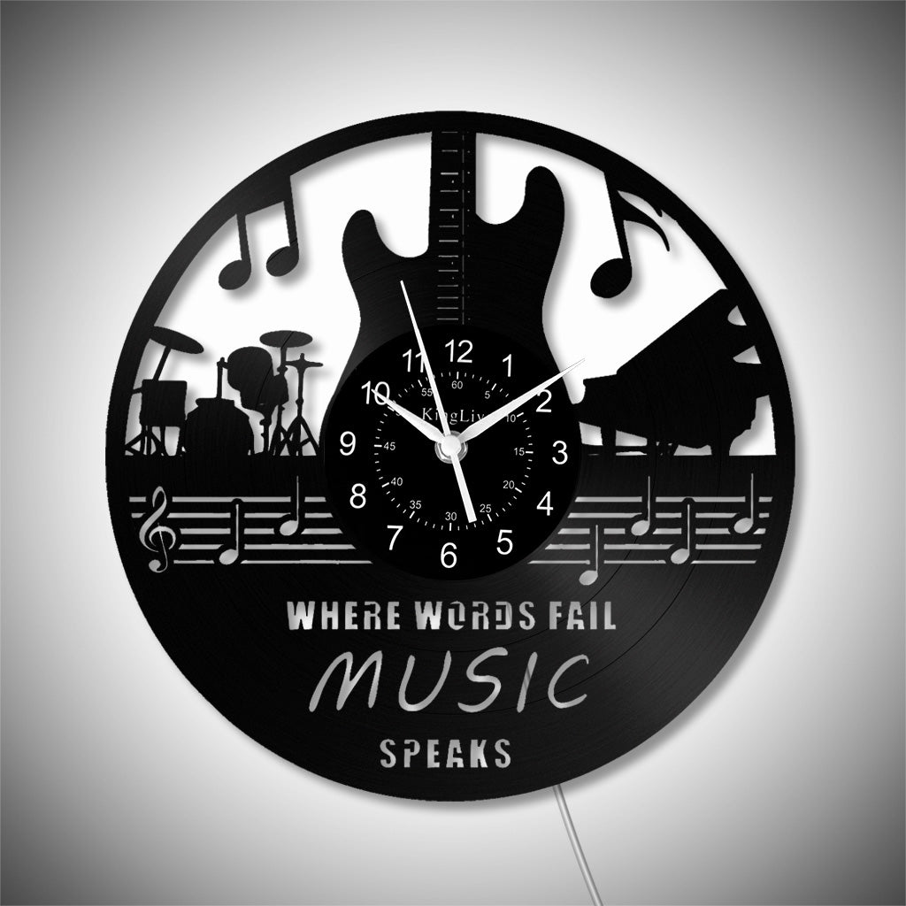 LED Vinyl Wall Clock | Guitar Music | 12'' | 0124WPB