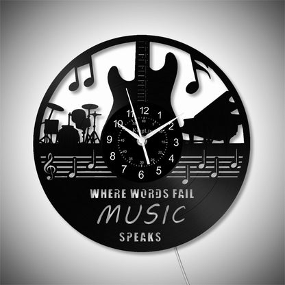 LED Vinyl Wall Clock | Guitar Music | 12'' | 0124WPB