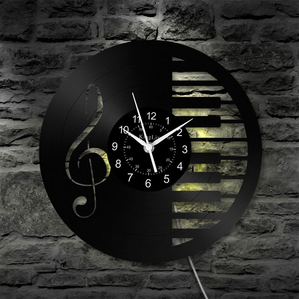 Vinyl Wall Clock | Music Note Piano | 12'' | 0280WPB