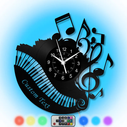 LED Vinyl Wall Clock | Music Piano | 0137WPBN