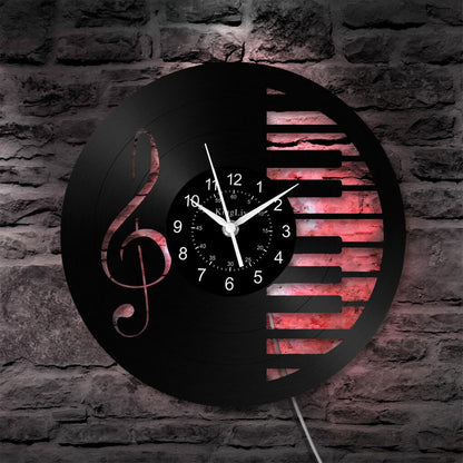 LED Vinyl Wall Clock | Piano Music Note | 12''
