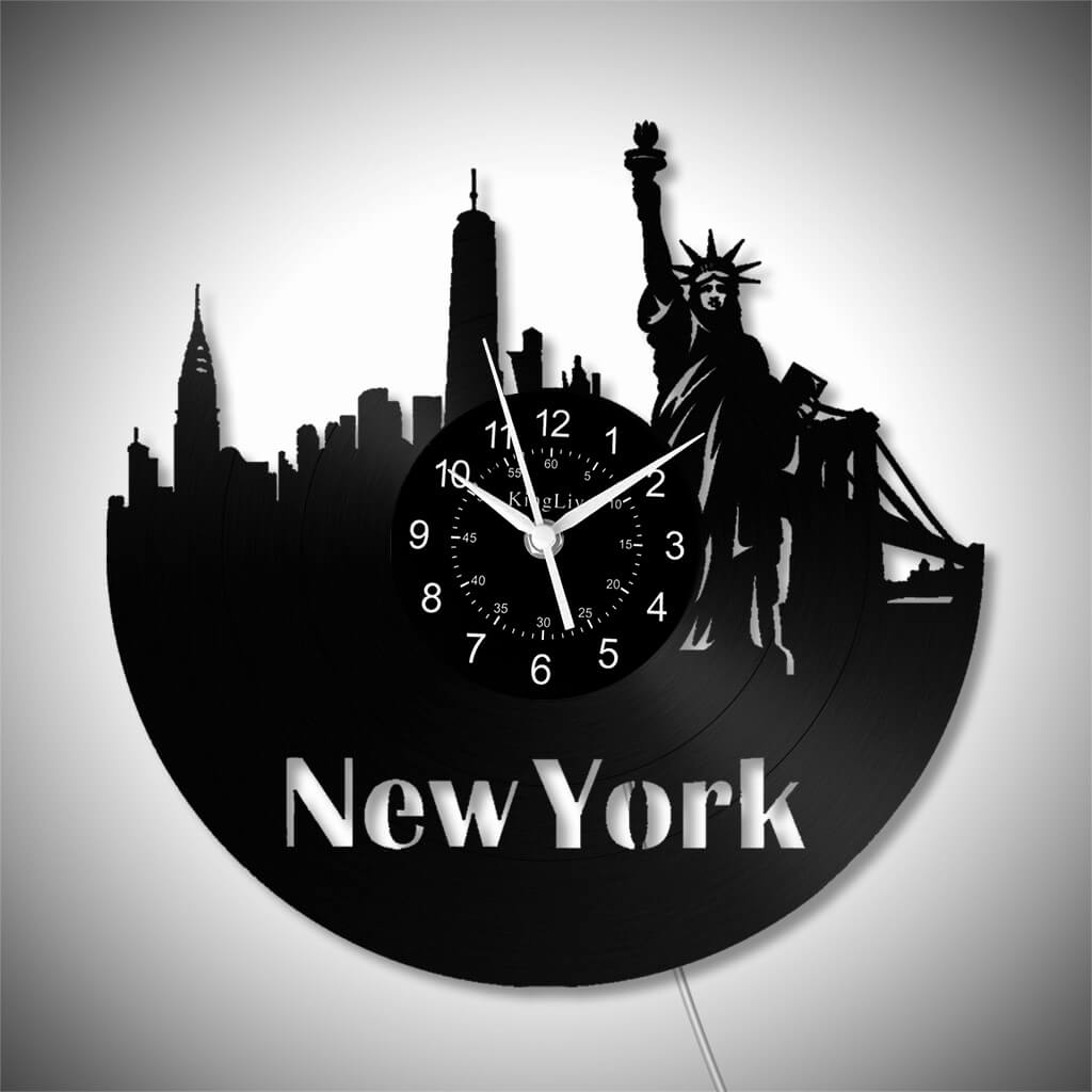 LED Vinyl Wall Clock | New York | 0205WPBN