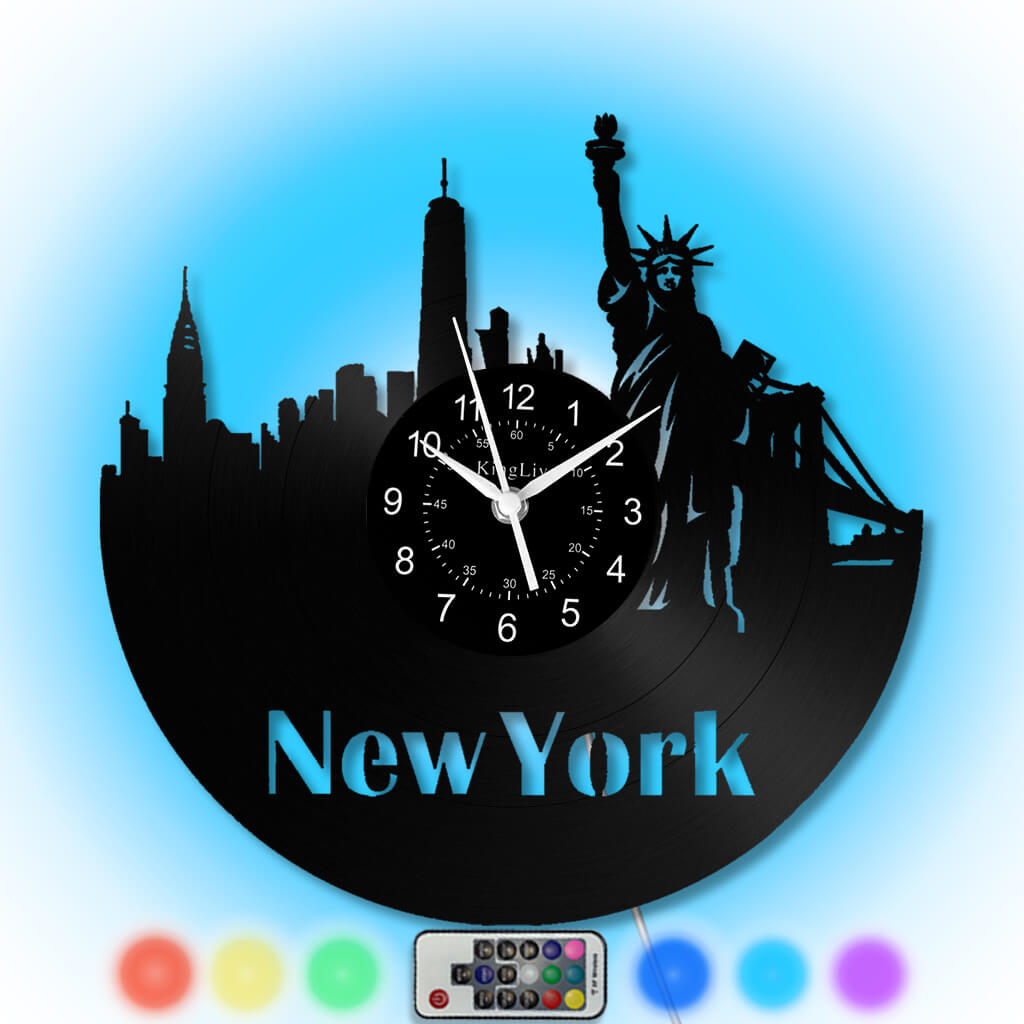 LED Vinyl Wall Clock | New York | 0205WPBN