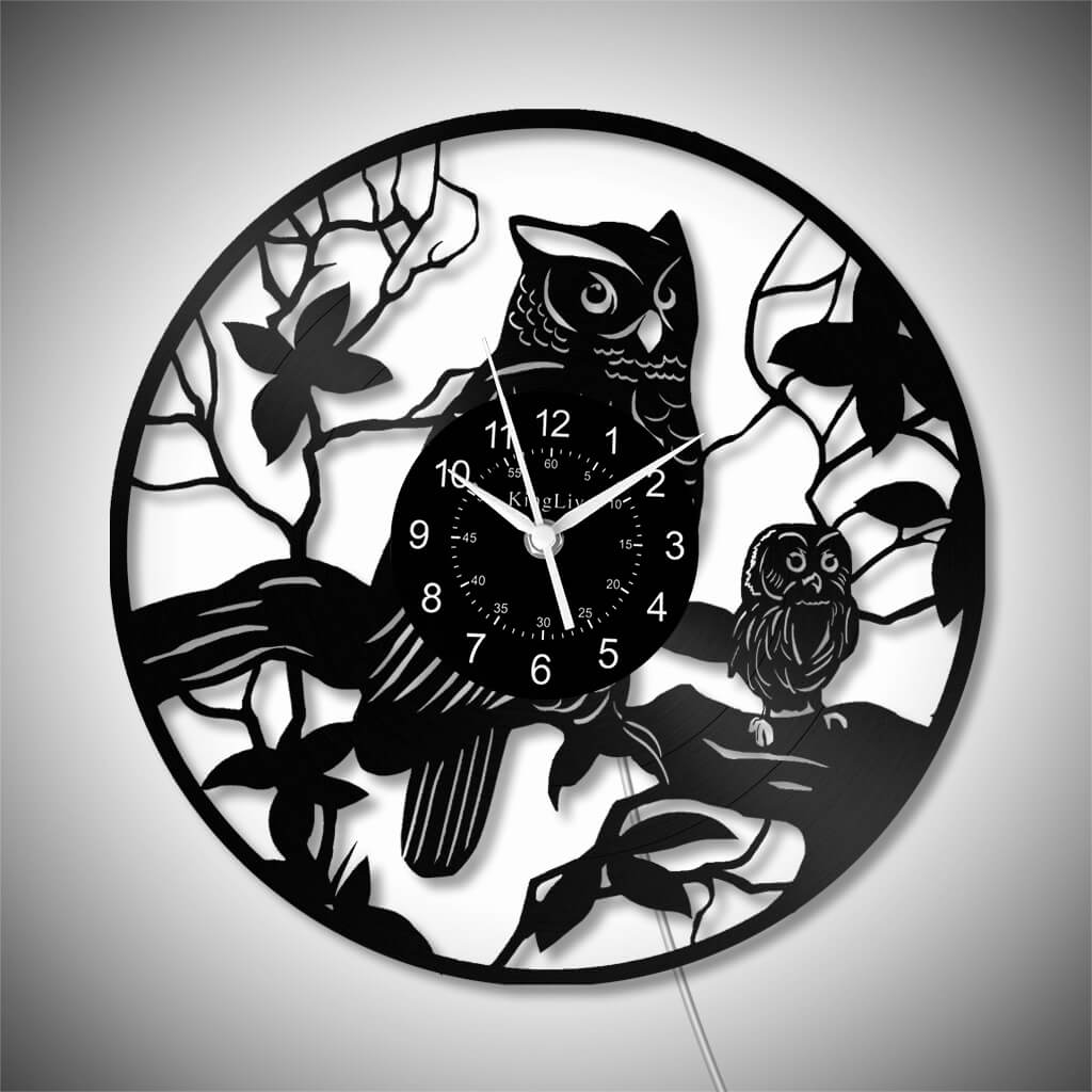 LED Vinyl Wall Clock | Owl | 12'' | 0304WPB