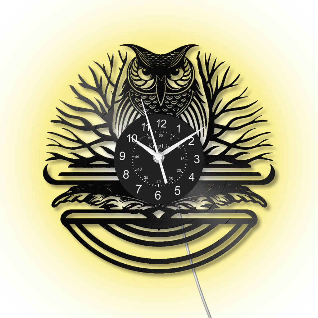 LED Vinyl Wall Clock | Owl | 12'' | 0162WPB