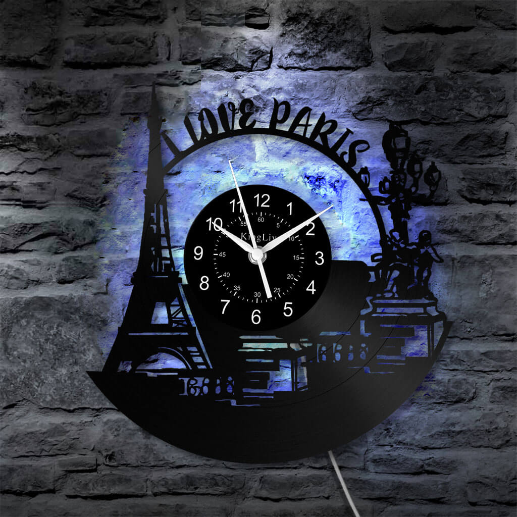 LED Vinyl Wall Clock | Paris Eiffel Tower | 12'' | 0271WPB
