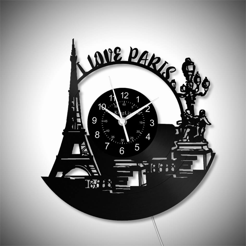 LED Vinyl Wall Clock | Paris Eiffel Tower | 12'' | 0271WPB
